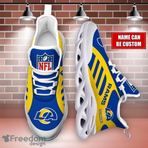 Striped Custom Name Sneakers Los Angeles Rams NFL Max Soul Shoes For Men And Women Product Photo 4