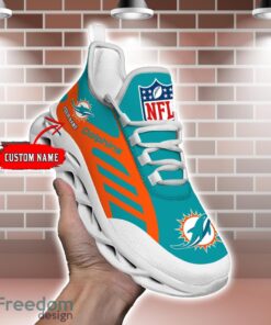 Striped Custom Name Sneakers Miami Dolphins NFL Max Soul Shoes For Men And Women Product Photo 2