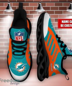 Striped Custom Name Sneakers Miami Dolphins NFL Max Soul Shoes For Men And Women Product Photo 3