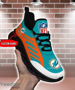 Striped Custom Name Sneakers Miami Dolphins NFL Max Soul Shoes For Men And Women