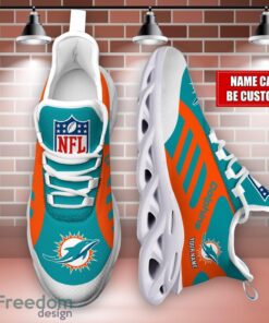 Striped Custom Name Sneakers Miami Dolphins NFL Max Soul Shoes For Men And Women Product Photo 4