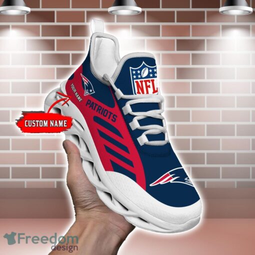 Striped Custom Name Sneakers New England Patriots NFL Max Soul Shoes For Men And Women Product Photo 2