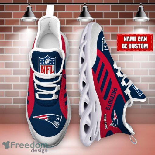 Striped Custom Name Sneakers New England Patriots NFL Max Soul Shoes For Men And Women Product Photo 4