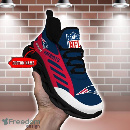 Striped Custom Name Sneakers New England Patriots NFL Max Soul Shoes For Men And Women Product Photo 1