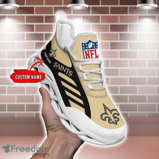 Striped Custom Name Sneakers New Orleans Saints NFL Max Soul Shoes For Men And Women Product Photo 2