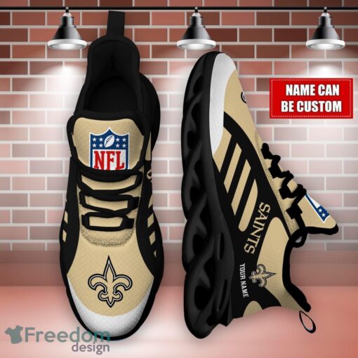 Striped Custom Name Sneakers New Orleans Saints NFL Max Soul Shoes For Men And Women Product Photo 3