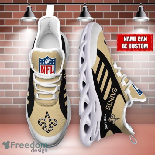 Striped Custom Name Sneakers New Orleans Saints NFL Max Soul Shoes For Men And Women Product Photo 4