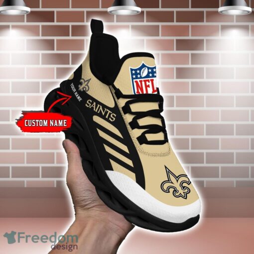 Striped Custom Name Sneakers New Orleans Saints NFL Max Soul Shoes For Men And Women Product Photo 1