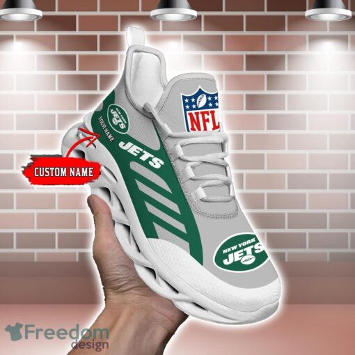 Striped Custom Name Sneakers New York Jets NFL Max Soul Shoes For Men And Women Product Photo 2