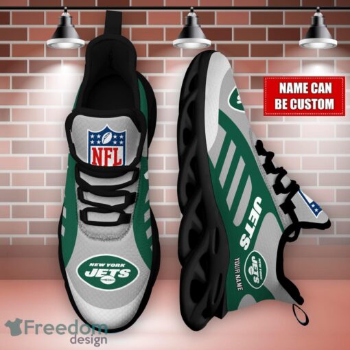 Striped Custom Name Sneakers New York Jets NFL Max Soul Shoes For Men And Women Product Photo 3