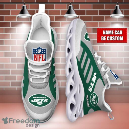 Striped Custom Name Sneakers New York Jets NFL Max Soul Shoes For Men And Women Product Photo 4