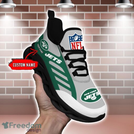 Striped Custom Name Sneakers New York Jets NFL Max Soul Shoes For Men And Women Product Photo 1