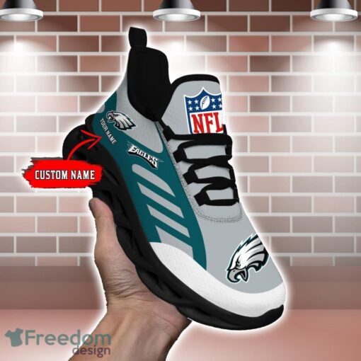 Striped Custom Name Sneakers Philadelphia Eagles NFL Max Soul Shoes For Men And Women Product Photo 1