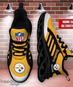 Striped Custom Name Sneakers Pittsburgh Steelers NFL Max Soul Shoes For Men And Women Product Photo 3