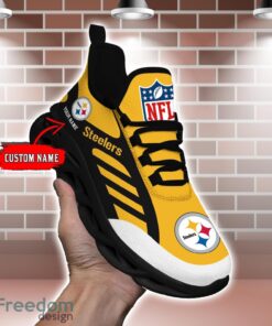 Striped Custom Name Sneakers Pittsburgh Steelers NFL Max Soul Shoes For Men And Women Product Photo 1