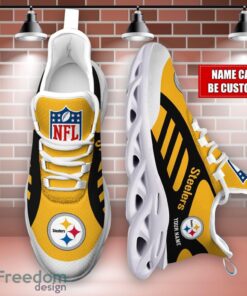 Striped Custom Name Sneakers Pittsburgh Steelers NFL Max Soul Shoes For Men And Women Product Photo 4