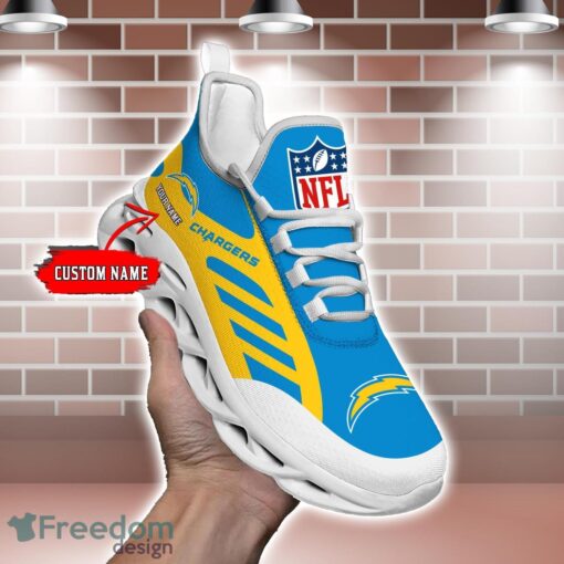 Striped Custom Name Sneakers San Diego Chargers NFL Max Soul Shoes For Men And Women Product Photo 2