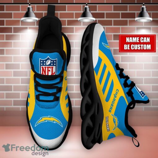 Striped Custom Name Sneakers San Diego Chargers NFL Max Soul Shoes For Men And Women Product Photo 3