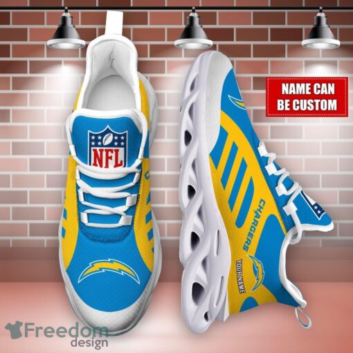 Striped Custom Name Sneakers San Diego Chargers NFL Max Soul Shoes For Men And Women Product Photo 4