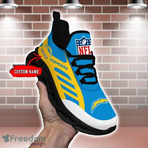 Striped Custom Name Sneakers San Diego Chargers NFL Max Soul Shoes For Men And Women Product Photo 1