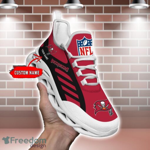 Striped Custom Name Sneakers Tampa Bay Buccaneers NFL Max Soul Shoes For Men And Women Product Photo 2