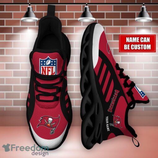 Striped Custom Name Sneakers Tampa Bay Buccaneers NFL Max Soul Shoes For Men And Women Product Photo 3