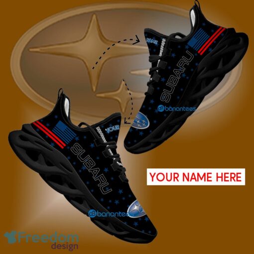 Subaru Car Racing Running Sneaker Collection Custom Name Gift Max Soul Shoes USA Flag Star New For Fans - Subaru Car Racing Running Shoes New Trending Personalized Photo 1