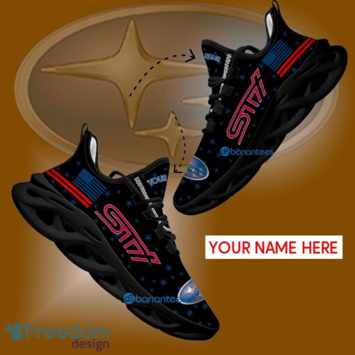 Subaru STI Car Racing Sport Sneaker Contemporary Custom Name Gift Max Soul Shoes USA Flag Star New For Fans - Subaru STI Car Racing Running Shoes New Trending Personalized Photo 1