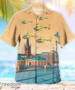 Sweden, Babcock Scandinavian AirAmbulance, EC135 Helicopters Hawaiian Shirt Summer Beach Gift Product Photo 3