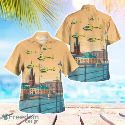 Sweden, Babcock Scandinavian AirAmbulance, EC135 Helicopters Hawaiian Shirt Summer Beach Gift Product Photo 1