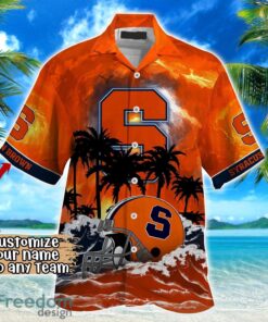 Syracuse Orange NCAA Hawaiian Shirt Coconut Tree Waves Beach Hawaii Shirt Custom Name For Fans Product Photo 2