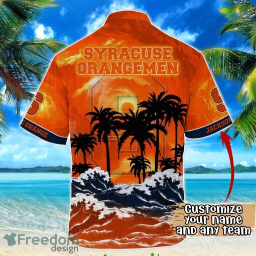 Syracuse Orange NCAA Hawaiian Shirt Coconut Tree Waves Beach Hawaii Shirt Custom Name For Fans Product Photo 3