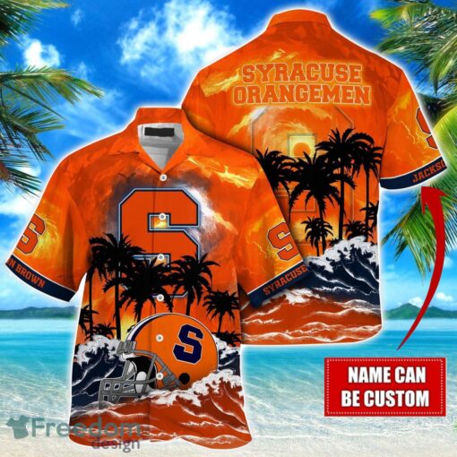 Syracuse Orange NCAA Hawaiian Shirt Coconut Tree Waves Beach Hawaii Shirt Custom Name For Fans Product Photo 1