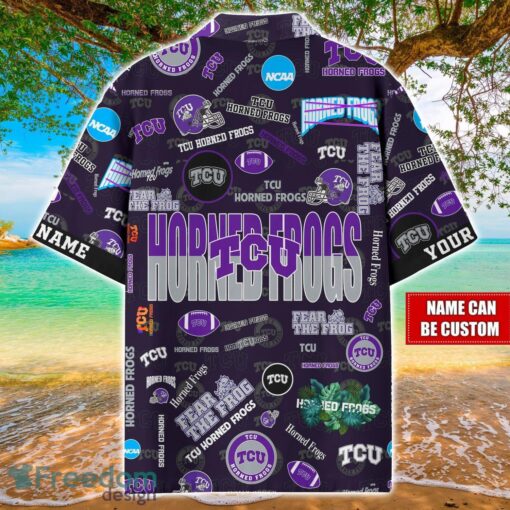 TCU Horned Frogs Logo Hawaiian Shirt For Fans Trending Beach Shirt Custom Name Product Photo 2