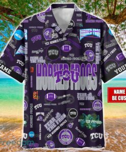 TCU Horned Frogs Logo Hawaiian Shirt For Fans Trending Beach Shirt Custom Name Product Photo 1