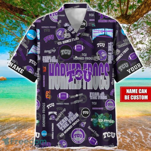 TCU Horned Frogs Logo Hawaiian Shirt For Fans Trending Beach Shirt Custom Name Product Photo 1