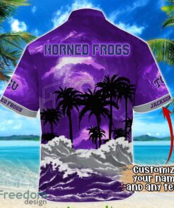 TCU Horned Frogs NCAA Hawaiian Shirt Coconut Tree Waves Beach Hawaii Shirt Custom Name For Fans Product Photo 3