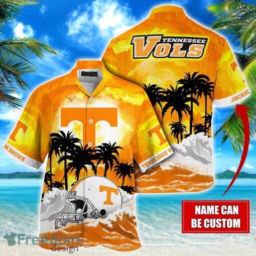 Tennessee Volunteers NCAA Hawaiian Shirt Coconut Tree Waves Beach Hawaii Shirt Custom Name For Fans Product Photo 1