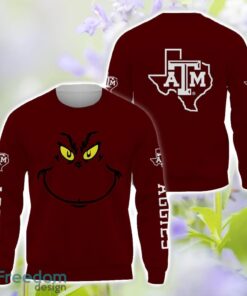 Texas A&M Aggies Grinch Face All Over Printed 3D T-Shirt Sweatshirt Hoodie Product Photo 2