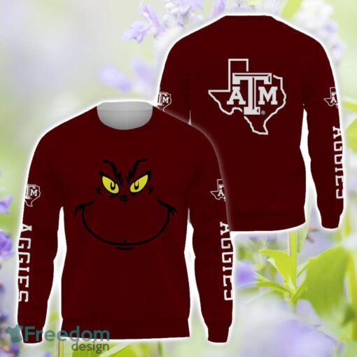 Texas A&M Aggies Grinch Face All Over Printed 3D T-Shirt Sweatshirt Hoodie Product Photo 2