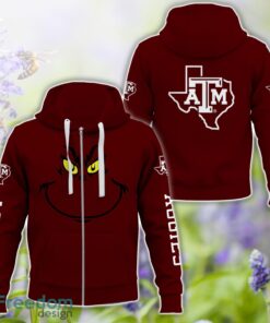 Texas A&M Aggies Grinch Face All Over Printed 3D T-Shirt Sweatshirt Hoodie Product Photo 4