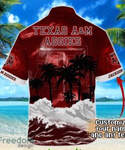 Texas A&M Aggies NCAA Hawaiian Shirt Coconut Tree Waves Beach Hawaii Shirt Custom Name For Fans Product Photo 3