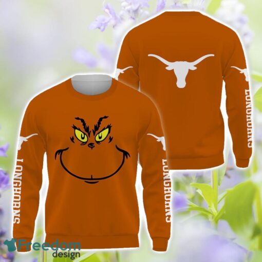 Texas Longhorns Grinch Face All Over Printed 3D T-Shirt Sweatshirt Hoodie Product Photo 2