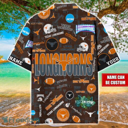 Texas Longhorns Logo Hawaiian Shirt For Fans Trending Beach Shirt Custom Name Product Photo 2