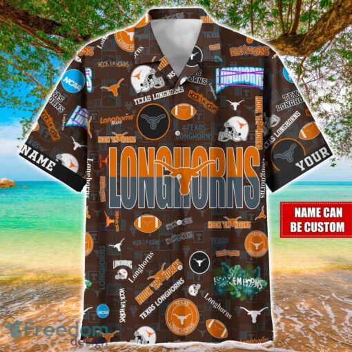 Texas Longhorns Logo Hawaiian Shirt For Fans Trending Beach Shirt Custom Name Product Photo 1