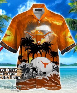 Texas Longhorns NCAA Hawaiian Shirt Coconut Tree Waves Beach Hawaii Shirt Custom Name For Fans Product Photo 2