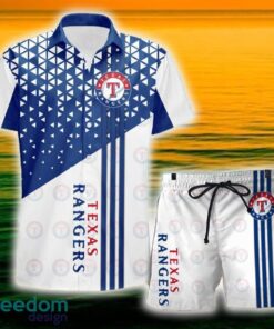 Texas Rangers Triangle Abstract Pattern Hawaii Shirt and Shorts Summer For Beach Fans