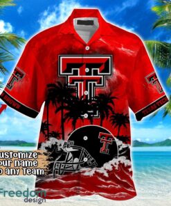 Texas Tech Red Raiders NCAA Hawaiian Shirt Coconut Tree Waves Beach Hawaii Shirt Custom Name For Fans Product Photo 2