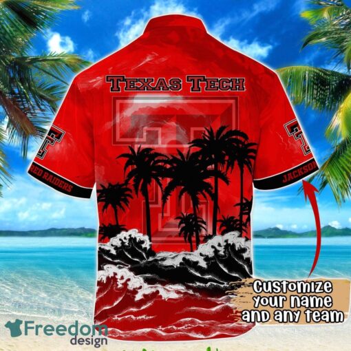 Texas Tech Red Raiders NCAA Hawaiian Shirt Coconut Tree Waves Beach Hawaii Shirt Custom Name For Fans Product Photo 3