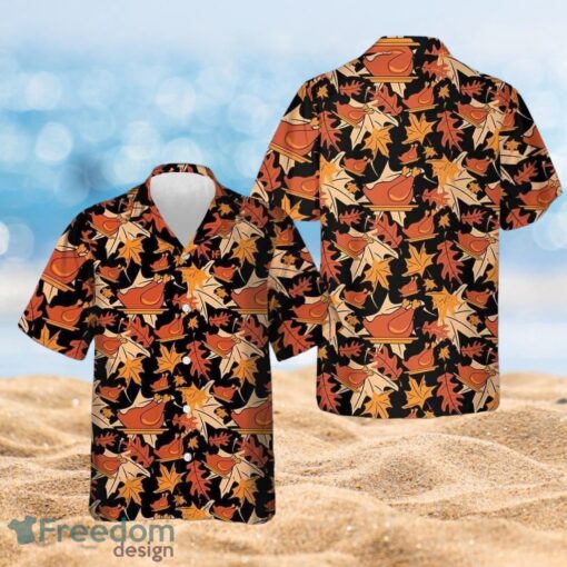 Thanksgiving Autumnal Leaves With Turkey Meat Full Over Print Hawaiian Shirt Product Photo 1